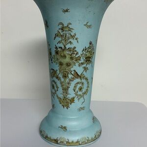 Ornate Sky Blue and Gold Vase